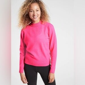 Athleta Vibrant Pink Transit Crew Sweater Size Small
